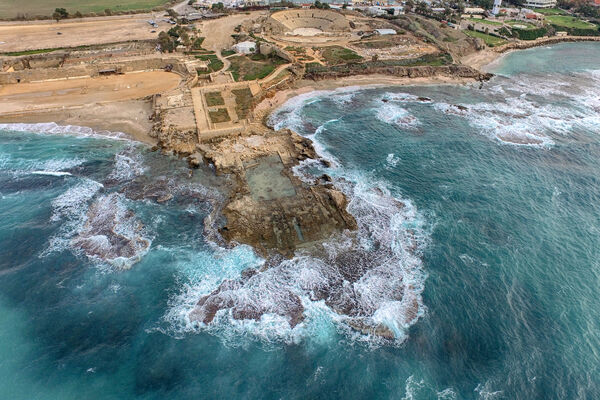Caesarea Amphitheater And Roman Theater Israel Aerial View